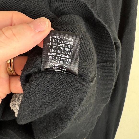 Icone by Simons Lace Trim Cropped Cardigan Womens Size S Coquette Dark Academia - Picture 8 of 10